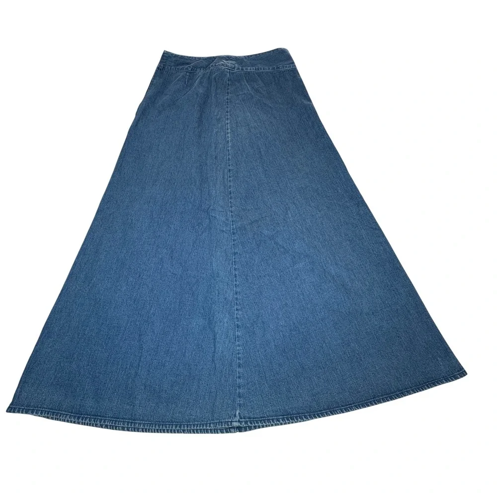 Vtg Talbots‎ Denim Maxi Skirt Buckle Waist Western Boho Coastal Cowgirl Modest 6